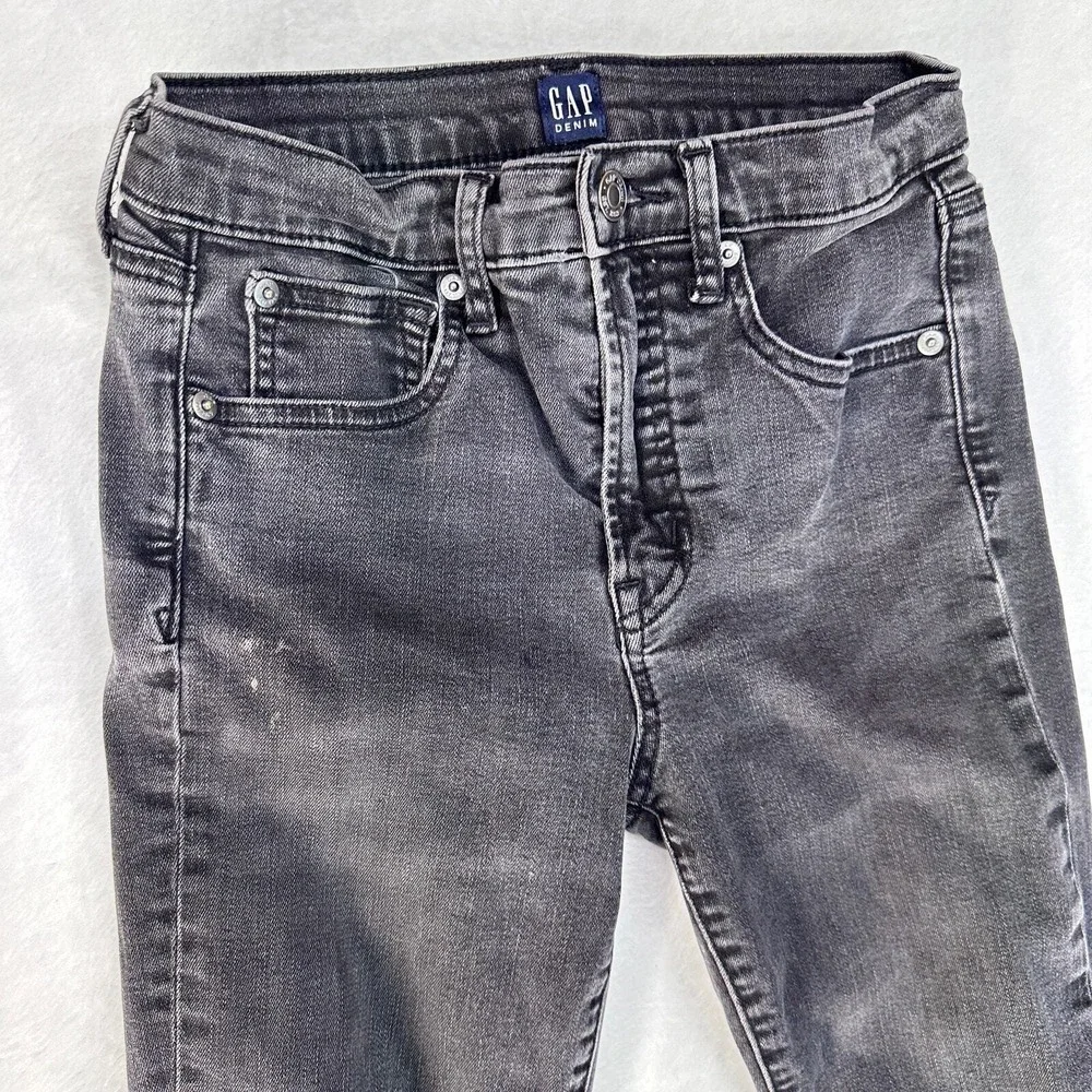 GAP Girls 26R (26x27) Black Denim True Skinny Mid-Rise Jeans Stretchy Kids XL‎